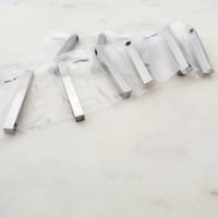 Image 1 of Pack of 10 3D Steel Silver Vertical Bar Pendant Blanks.