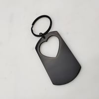 Image 2 of Heart Hole Cut Military Tag Keychain in Black - 5 Pack Laser engraving Metal Blanks