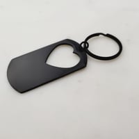 Image 3 of Heart Hole Cut Military Tag Keychain in Black - 5 Pack Laser engraving Metal Blanks