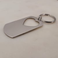 Image 2 of Heart Hole Cut Military Tag Keychain in Steel- 5 Pack Laser engraving Metal Blanks