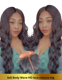 Image 1 of Body Wave 5x5 HD Lace Closure Wig Natural Black