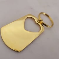 Image 3 of Heart Hole Cut Military Tag Keychain in Gold - 5 Pack Laser engraving Metal Blanks