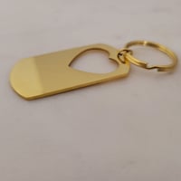 Image 2 of Heart Hole Cut Military Tag Keychain in Gold - 5 Pack Laser engraving Metal Blanks
