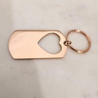 Image 3 of Heart Hole Cut Military Tag Keychain in Rose Gold - 5 Pack Laser engraving Metal Blanks