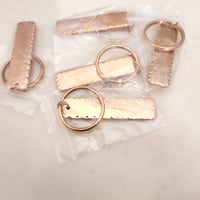 Image 1 of Rectangle Hammered Rose Gold Keychain Blanks - Pack of 5