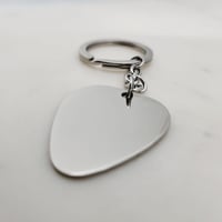 Image 4 of Steel Guitar Pick Keychain Laser engravable Blanks - 5 in Pack