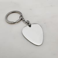 Image 3 of Steel Guitar Pick Keychain Laser engravable Blanks - 5 in Pack