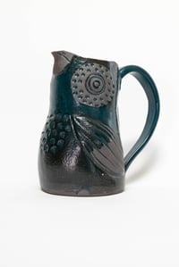 Image 2 of Large Dark Teal Dotted Owl Bird Pitcher