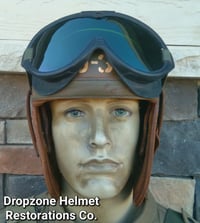 Image 3 of WWII Replica US M1938 Tank Crew Helmet M-1944 Goggles. 3rd Armored Division.