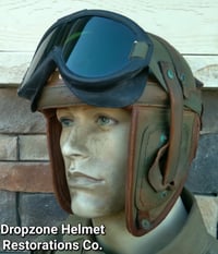 Image 5 of WWII Replica US M1938 Tank Crew Helmet M-1944 Goggles. 3rd Armored Division.