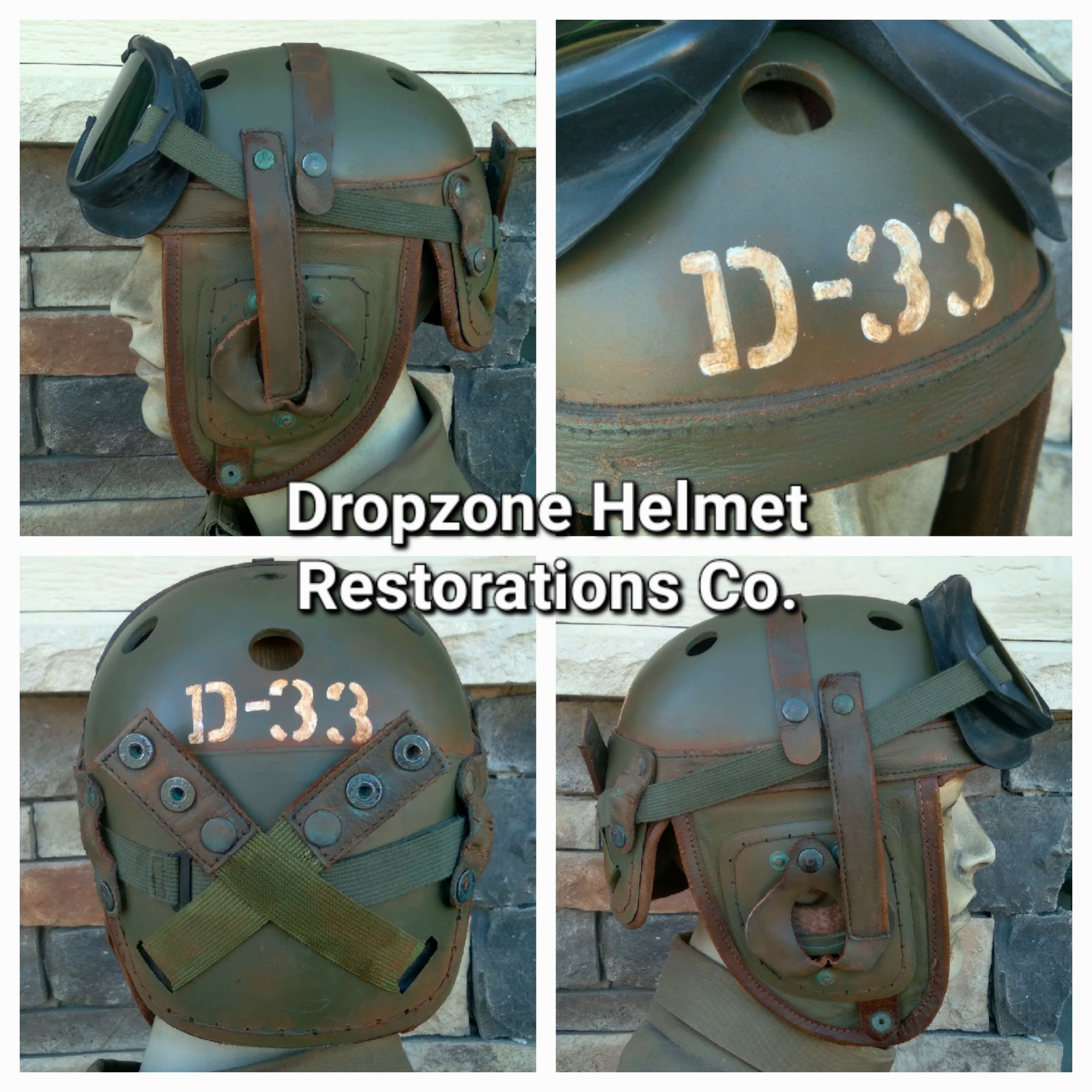 WWII Replica US M1938 Tank Crew Helmet M-1944 Goggles. 3rd