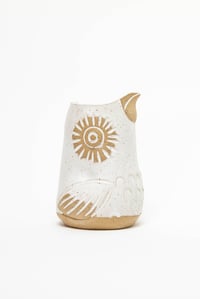 Image 2 of Medium Matte White Speckled Handleless Owl Pitcher