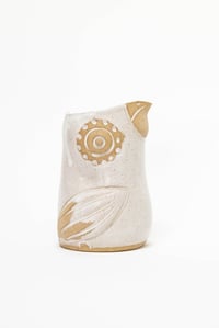 Image 1 of Medium Matte White Dotted Handleless Owl Pitcher