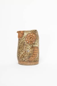Image 2 of Medium Olive Speckled Flying Dotted Owl Handleless Pitcher