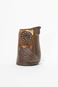 Image 2 of Medium Matte Brown Large Feathered Handleless Pitcher