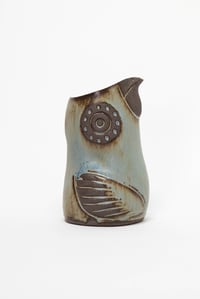 Image 1 of Medium Dusty Blue Black Beak Flying Handleless Owl Pitcher