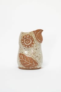 Image 1 of Medium Matte White Speckled Leaf Handleless Owl Pitcher