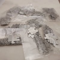 Image 2 of Steel Jigsaw Puzzle Piece pendant Necklace Laser Engraving blanks - 10 Pair Packs