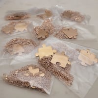 Image 3 of Rose Gold Jigsaw Puzzle Piece pendant Necklace Laser Engraving blanks - 10 Pair Packs