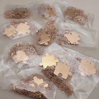 Image 2 of Rose Gold Jigsaw Puzzle Piece pendant Necklace Laser Engraving blanks - 10 Pair Packs
