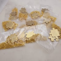 Image 2 of Gold Jigsaw Puzzle Piece pendant Necklace Laser Engraving blanks - 10 Pair Packs