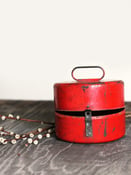 Image of Red Round Metal Tin Container