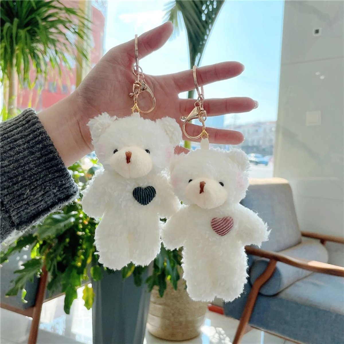 Image of Soft Teddy Bear Keychain Plush Rabbit Pendant Keychain 