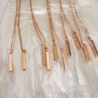 Image 1 of 3D Vertical Bar Pendant Necklace Metal blanks Rose Gold -Laser Engravable Blanks - 10 in Pack