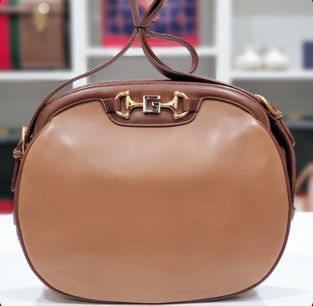 Image of Vtg. Gucci "RARE" Brown Leather Shoulder Bag 