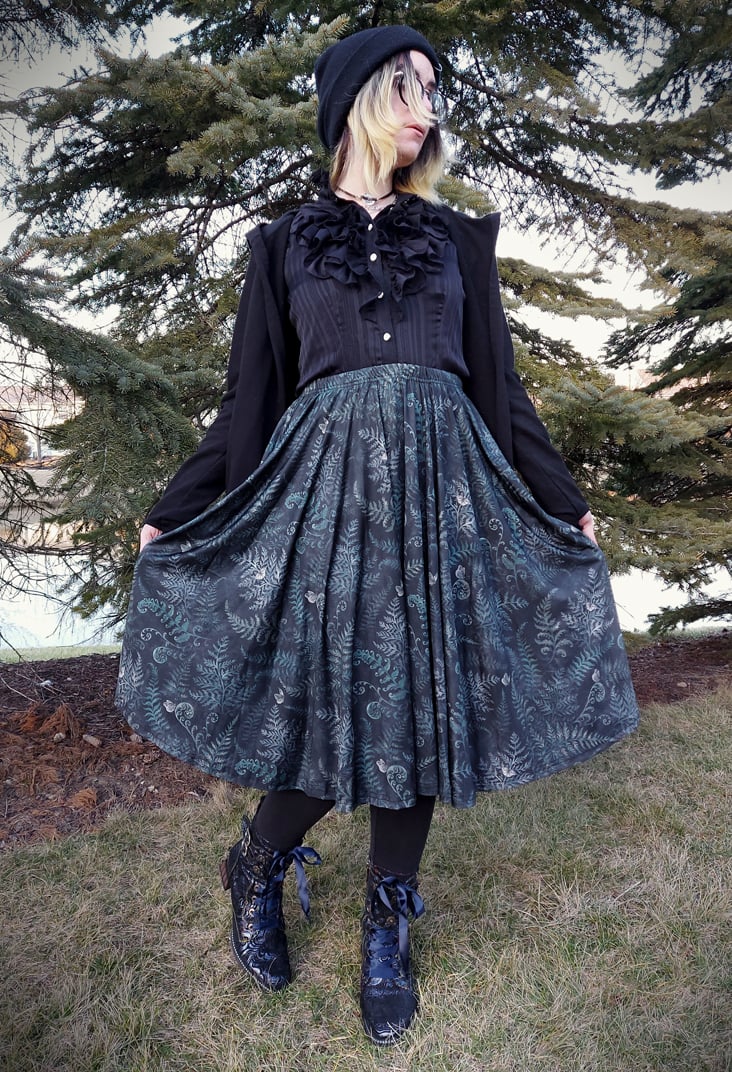 メグケイコ　forest wingスカート Fern Forest midi skirt | Vetiverfox Apparel