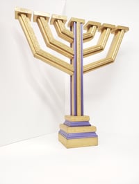 Image 1 of Royal Gold & Purple Menorah 