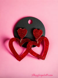 Image 1 of Hollow heart earrings 