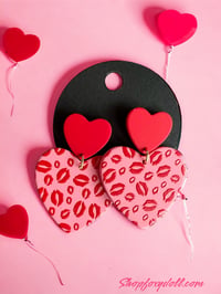 Image 1 of Kiss me heart earrings 