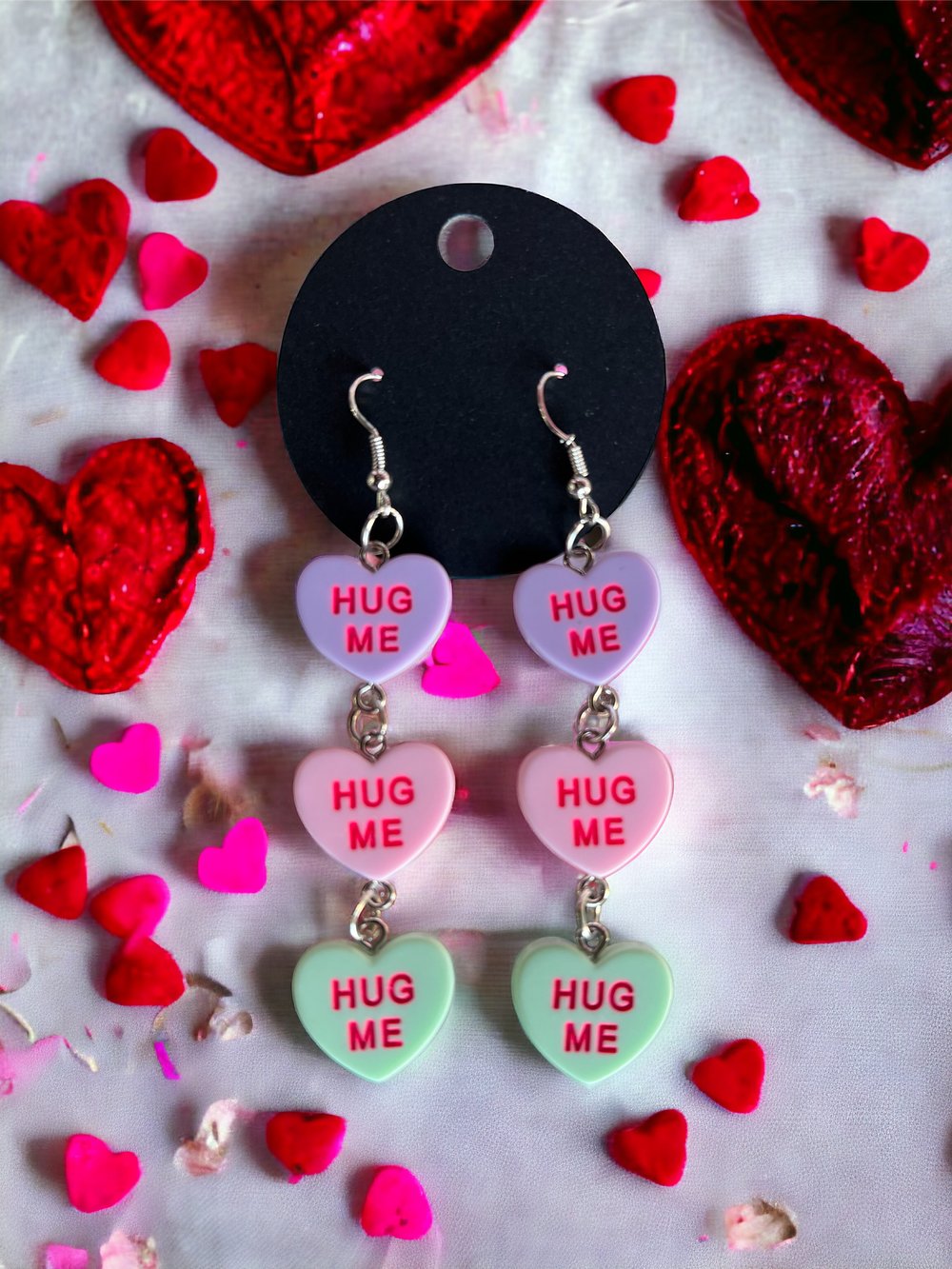 Conversation hearts drop earrings 