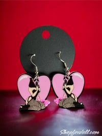 Image 1 of Ghost face bitch heart earrings  