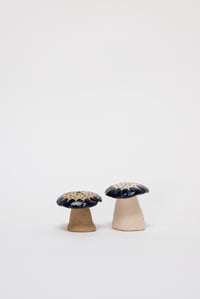 Image 2 of Indigo Mushroom Birthday Candle Holders - Dotted Floral Cap