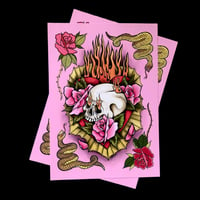 Image 1 of Burning Skull Emetic Art Print