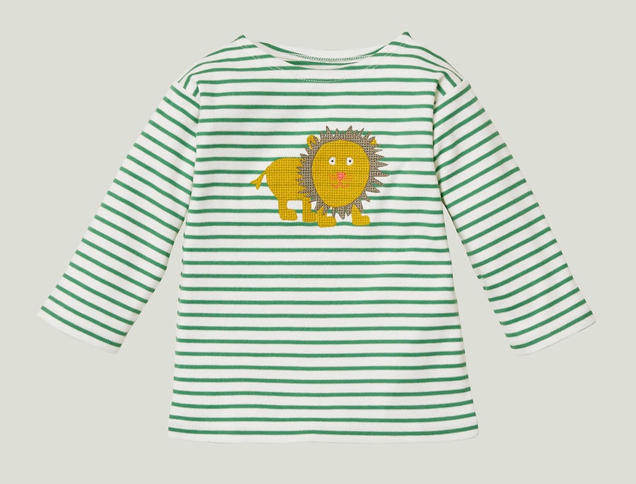 Image of NEU Shirt grün gestreift mit Löwe Art. 272322
