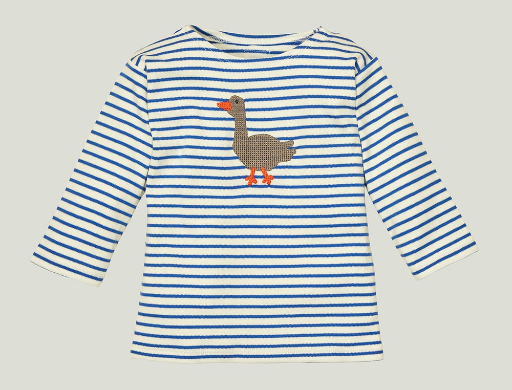 Image of NEU Shirt blau gestreift mit Gans (O) Art. 252326