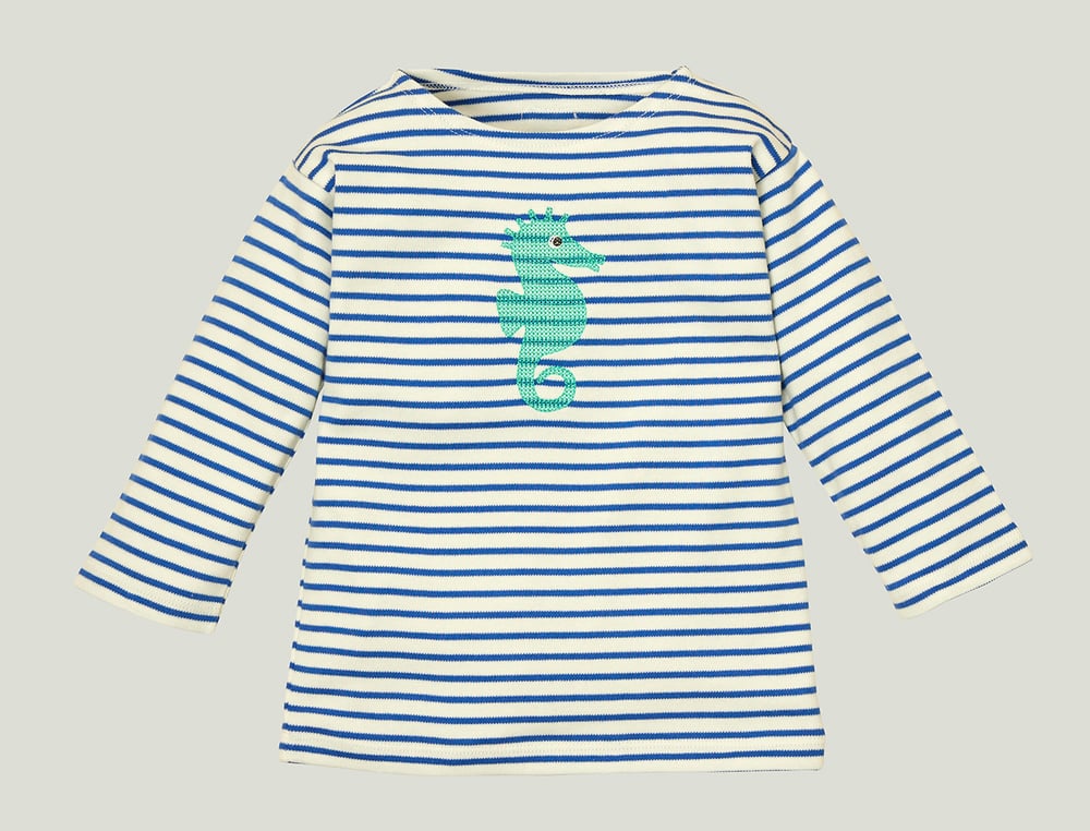 Image of NEU Shirt blau gestreift mit Seepferdchen (O) Art. 277326