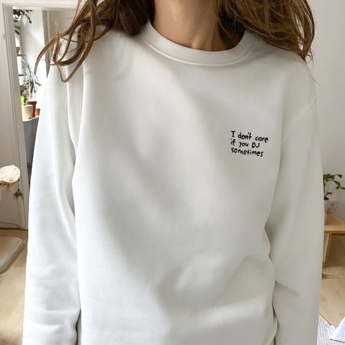 Image of Perfect first date - hand embroidered sweatshirt, available in all sizes, unisex, organic cotton