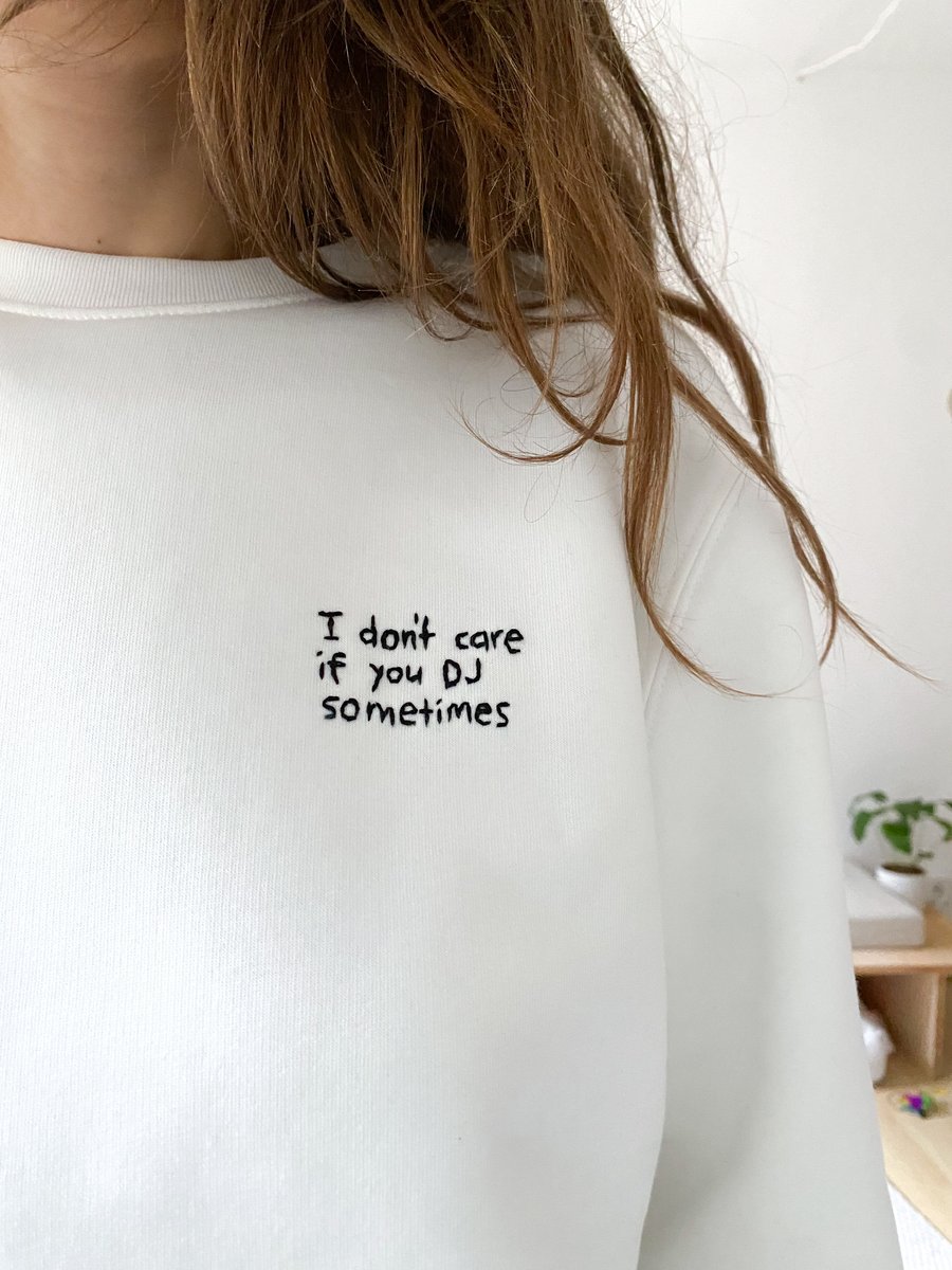 Image of Perfect first date - hand embroidered sweatshirt, available in all sizes, unisex, organic cotton