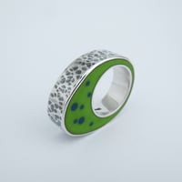 Image 1 of Biomorph Ring - Blue/Lime with Blue Dots
