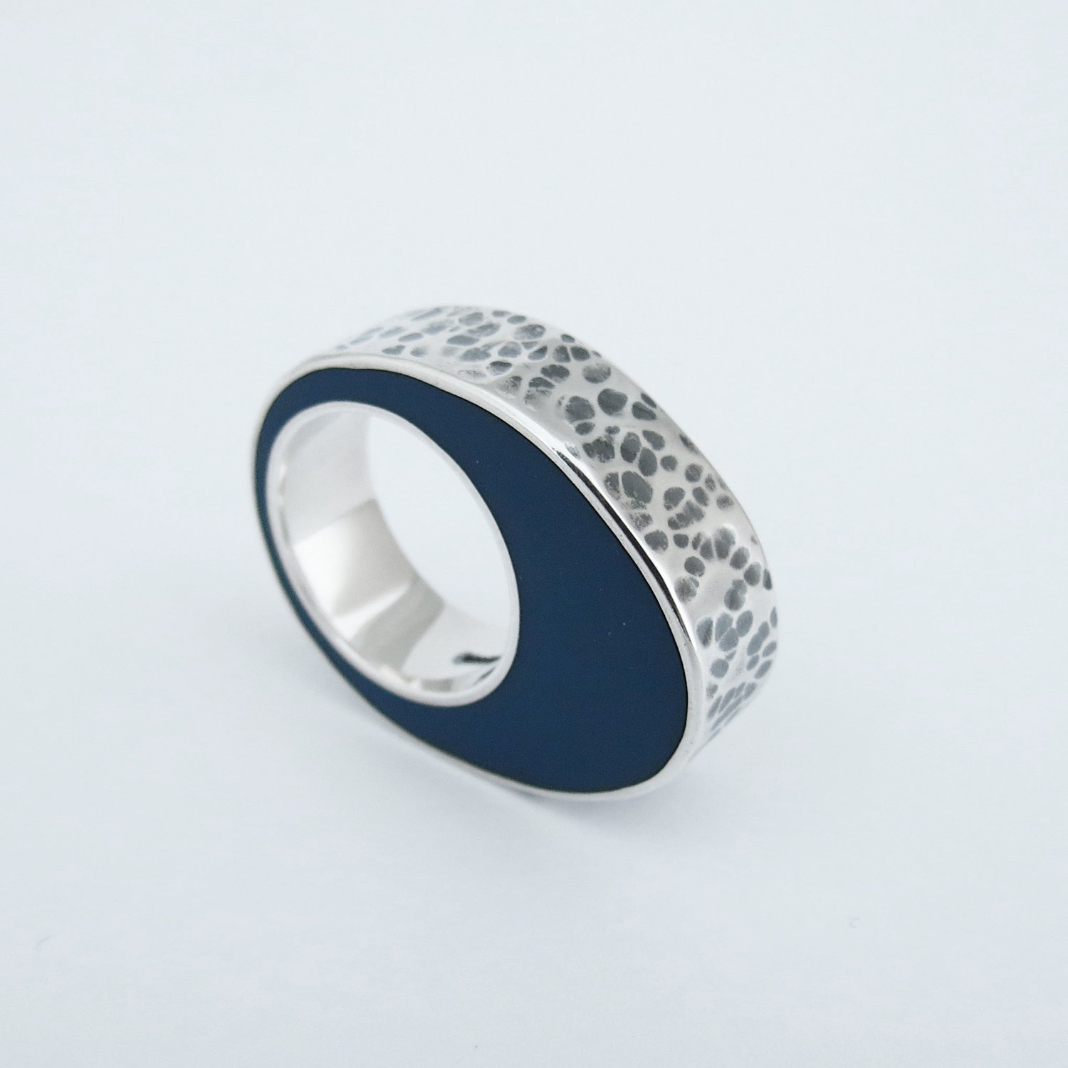 Image of Biomorph Ring - Blue/Lime with Blue Dots