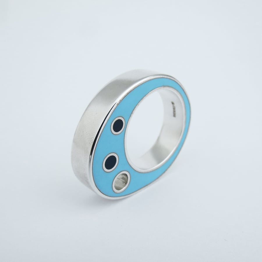 Image of Biomorph Ring, Blue/Silver