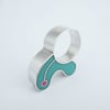 Half Biomorph Ring, Green/Turquoise with Pink Dot