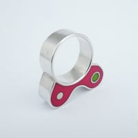 Image 2 of Half Biomorph Ring, Pink with Green Dot