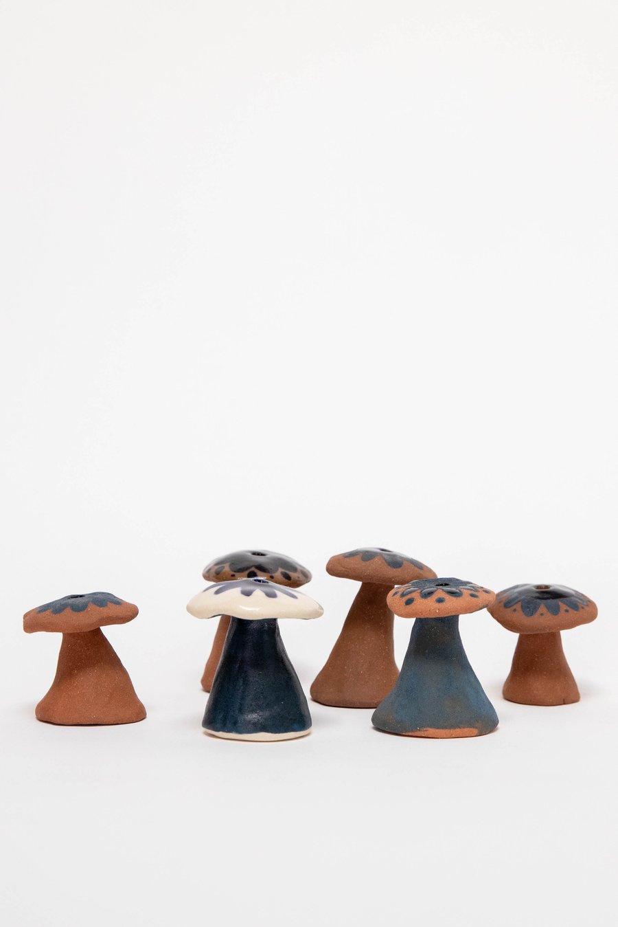 Image of Indigo Mushroom Birthday Candle Holders - Floral Cap