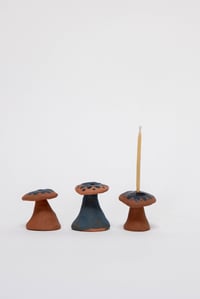 Image 2 of Indigo Mushroom Birthday Candle Holders - Floral Cap