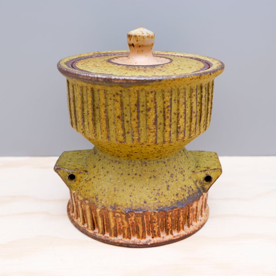 Image of Soda Fired Pedestal Jar 